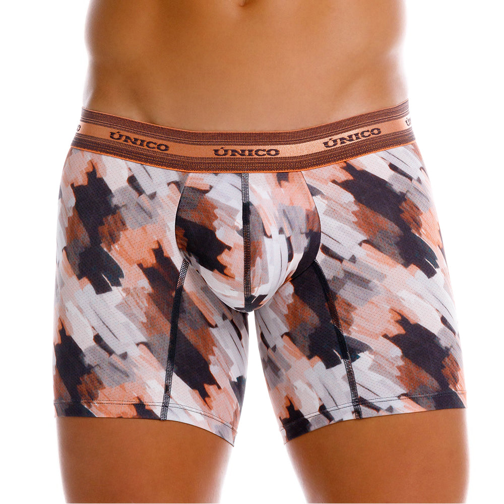 Mundo Unico Men’s Boxer Medio Paño Naranja - Micro-Perforated Microfiber Mid-Leg Boxer Briefs