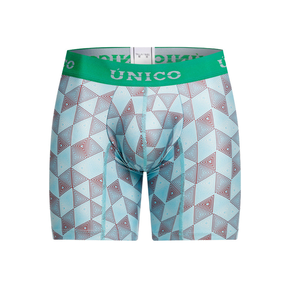 Mundo Unico Men's Mid-Length Boxer Briefs - Pimentel Blue Printed Microfiber