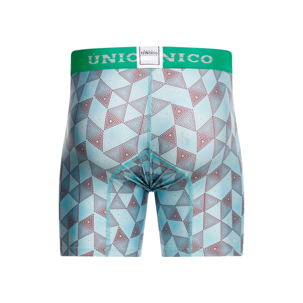 Mundo Unico Men's Mid-Length Boxer Briefs - Pimentel Blue Printed Microfiber