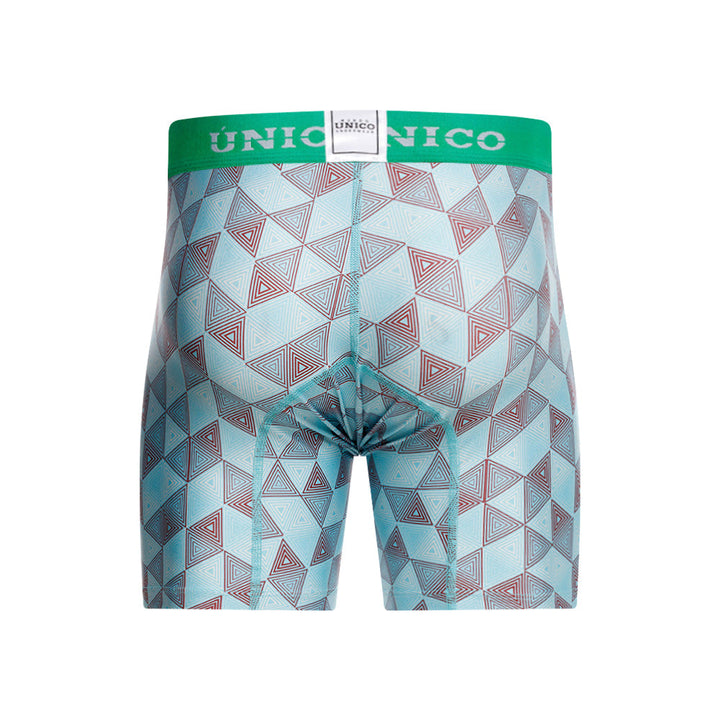 Mundo Unico Men's Mid-Length Boxer Briefs - Pimentel Blue Printed Microfiber