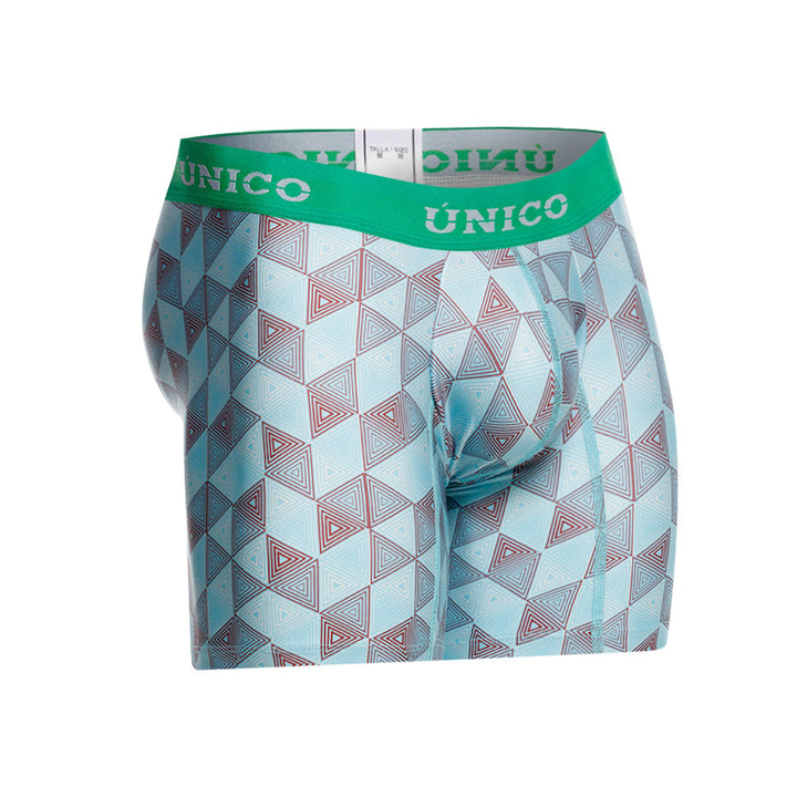 Mundo Unico Men's Mid-Length Boxer Briefs - Pimentel Blue Printed Microfiber