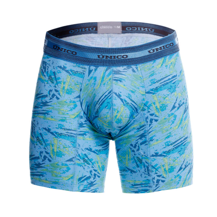 Mundo Unico Men's Cotton Mid-Length Boxer Briefs - Primicia Blue Print
