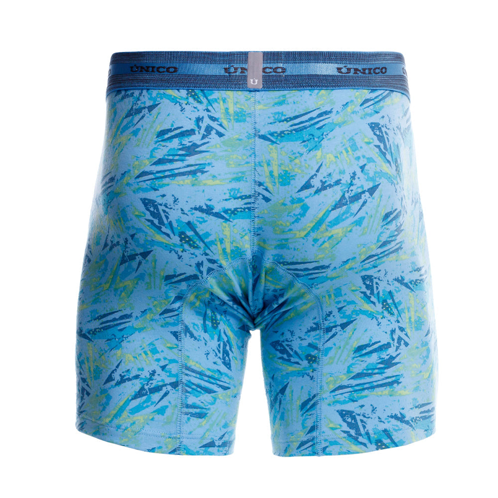 Mundo Unico Men's Cotton Mid-Length Boxer Briefs - Primicia Blue Print
