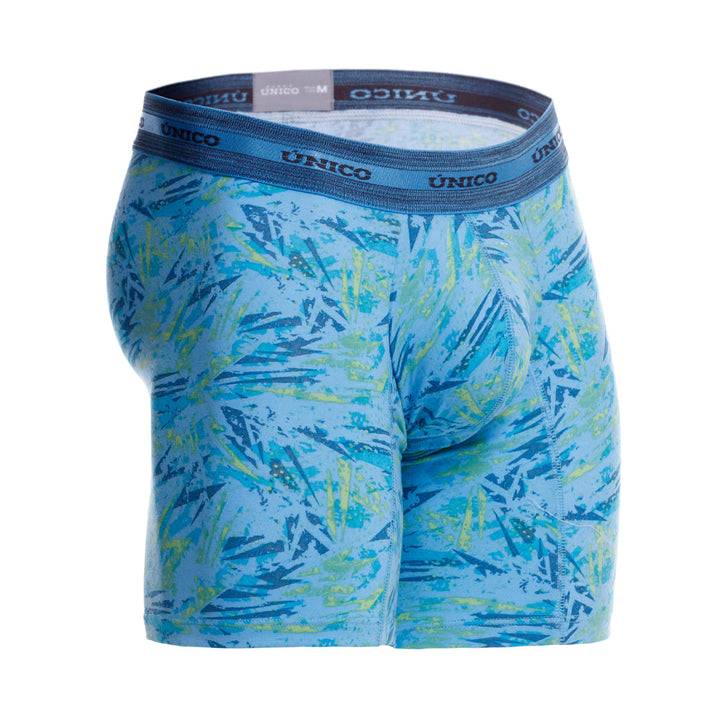 Mundo Unico Men's Cotton Mid-Length Boxer Briefs - Primicia Blue Print
