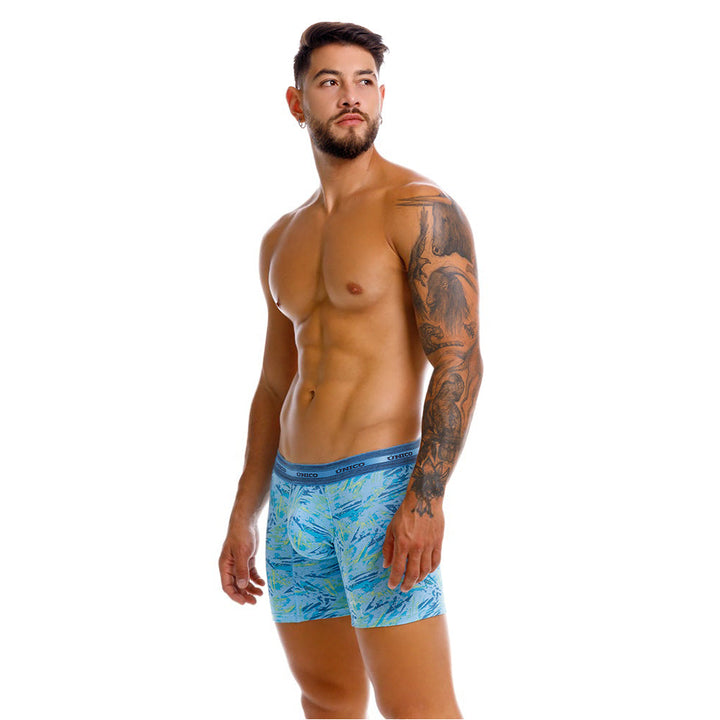 Mundo Unico Men's Cotton Mid-Length Boxer Briefs - Primicia Blue Print