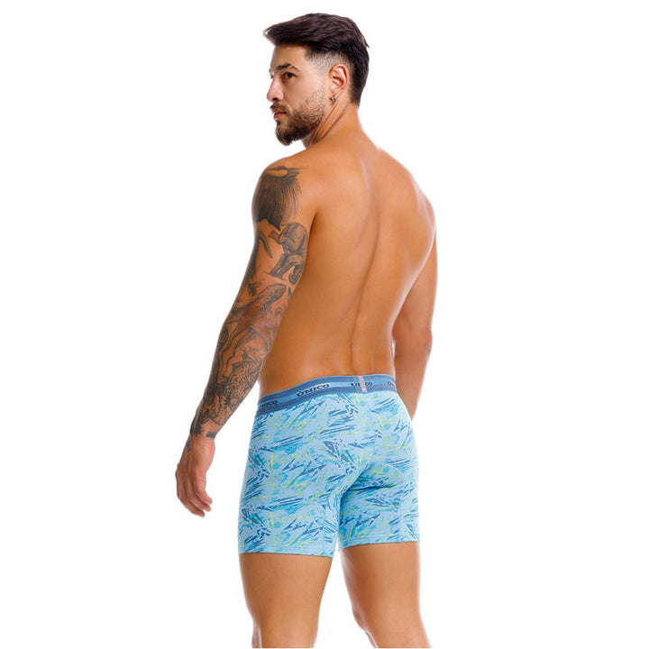 Mundo Unico Men's Cotton Mid-Length Boxer Briefs - Primicia Blue Print
