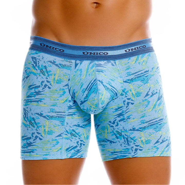 Mundo Unico Men's Cotton Mid-Length Boxer Briefs - Primicia Blue Print