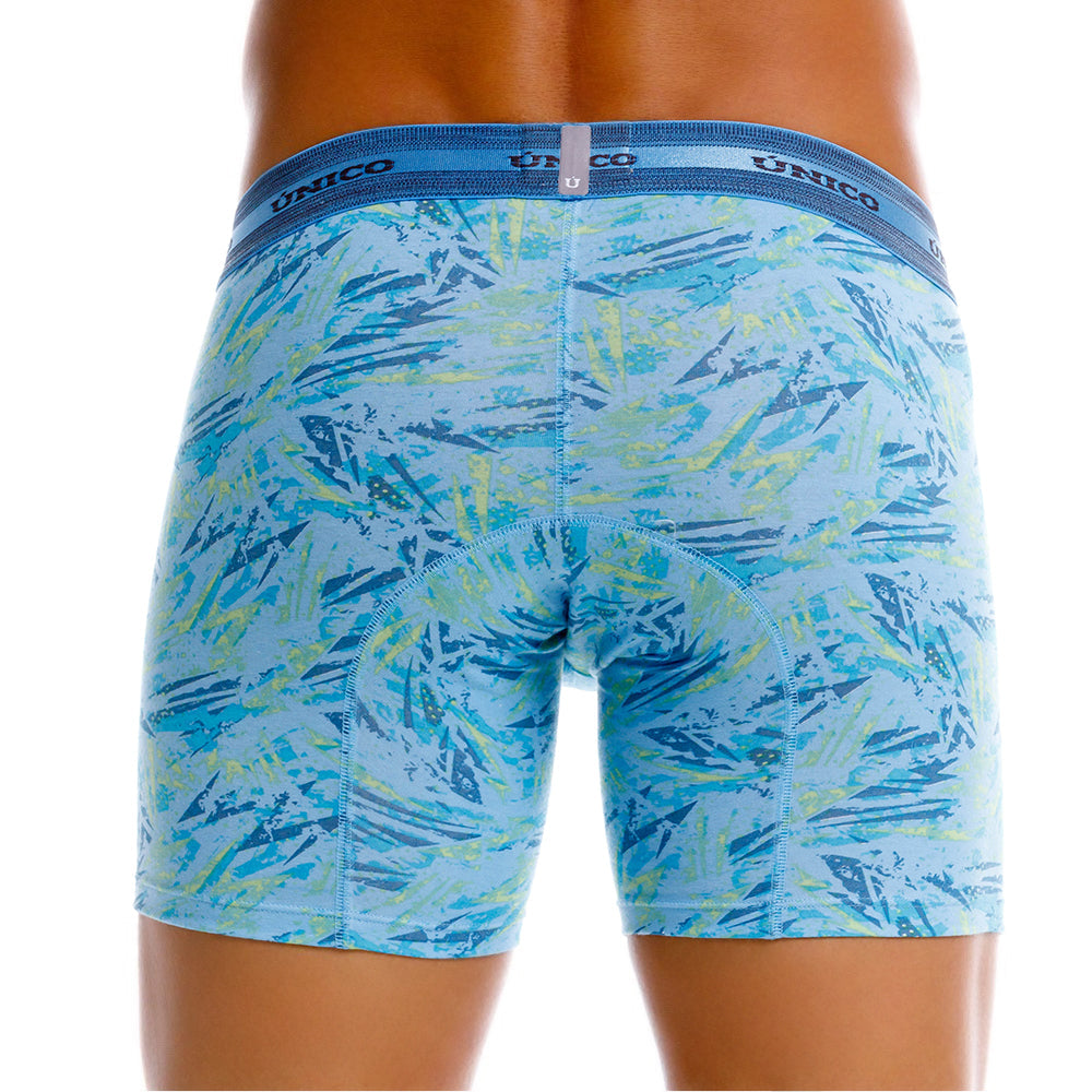 Mundo Unico Men's Cotton Mid-Length Boxer Briefs - Primicia Blue Print