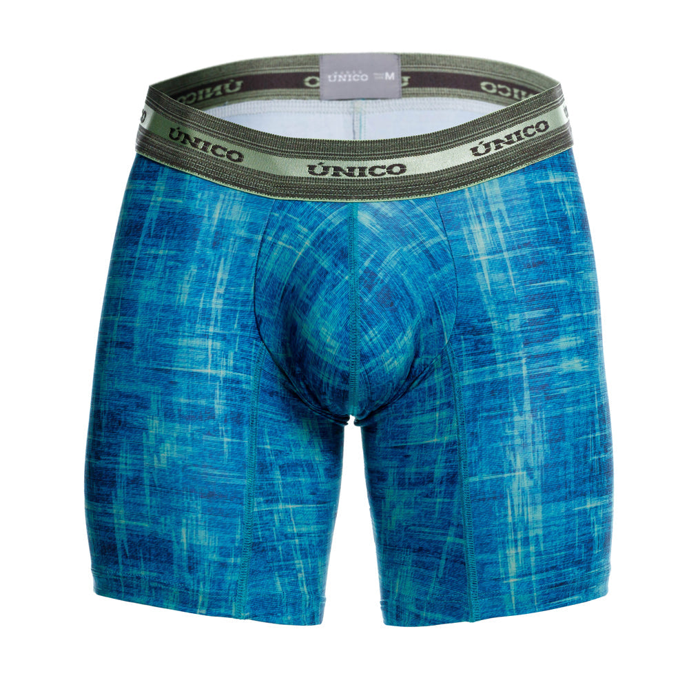 Mundo Unico Men's Recamado Verde Mid-Length Boxer Briefs - Premium Printed Microfiber Underwear