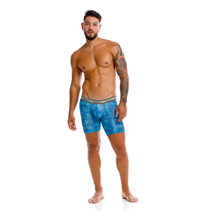 Mundo Unico Men's Recamado Verde Mid-Length Boxer Briefs - Premium Printed Microfiber Underwear