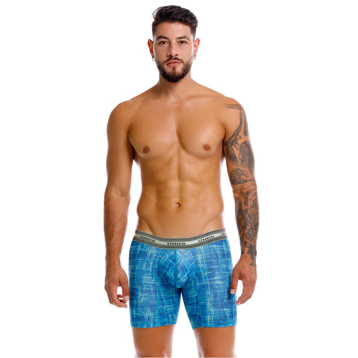 Mundo Unico Men's Recamado Verde Mid-Length Boxer Briefs - Premium Printed Microfiber Underwear