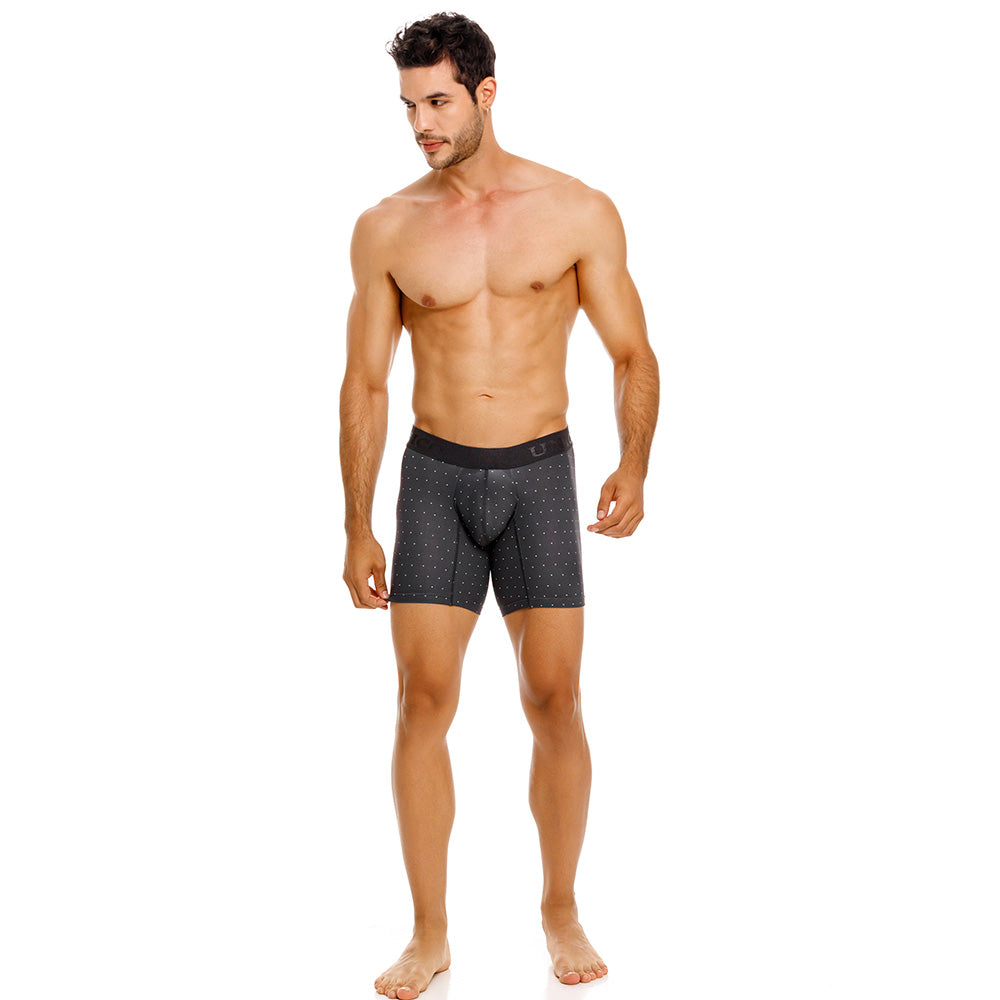 Mundo Unico Men's Salar Gris Mid-Length Boxer Briefs - Breathable Micro-Perforated Microfiber
