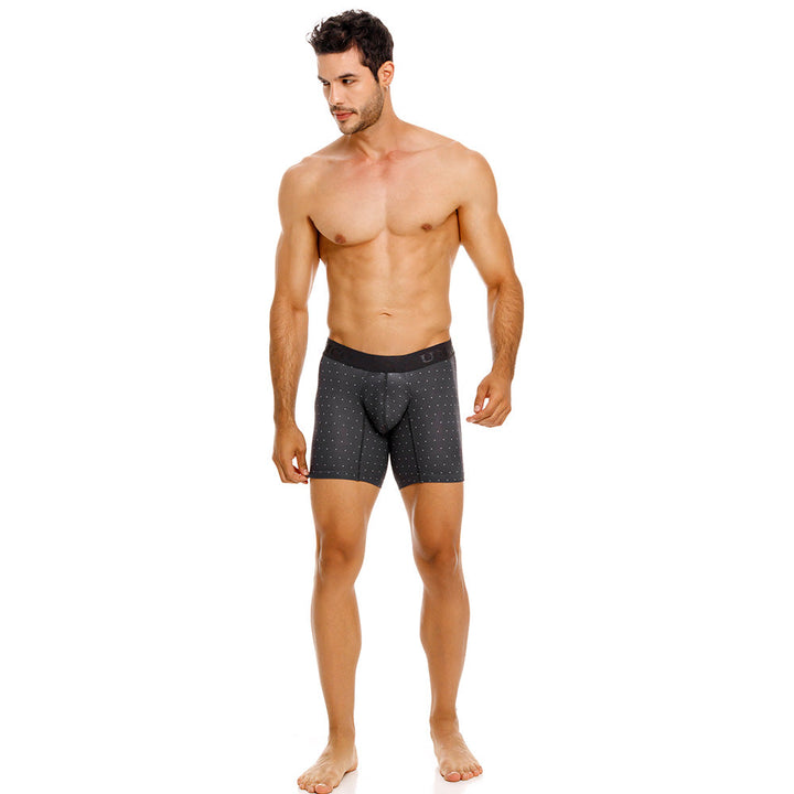 Mundo Unico Men's Salar Gris Mid-Length Boxer Briefs - Breathable Micro-Perforated Microfiber