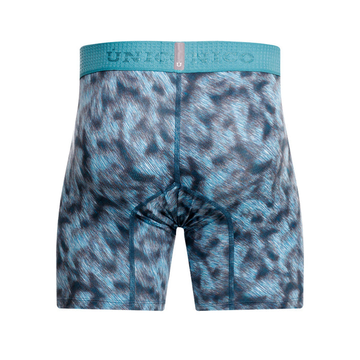 MUNDO ÚNICO "Sesgado" Blue Printed Mid Boxer Briefs (BOXER MEDIO SESGADO AZUL)
