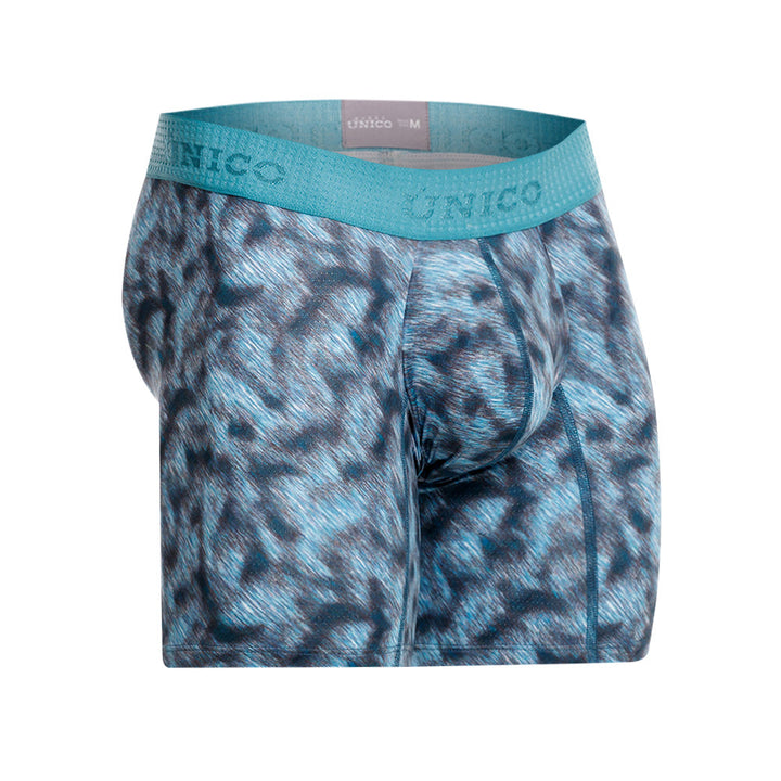 MUNDO ÚNICO "Sesgado" Blue Printed Mid Boxer Briefs (BOXER MEDIO SESGADO AZUL)