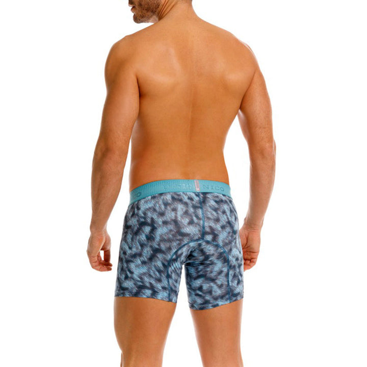 MUNDO ÚNICO "Sesgado" Blue Printed Mid Boxer Briefs (BOXER MEDIO SESGADO AZUL)