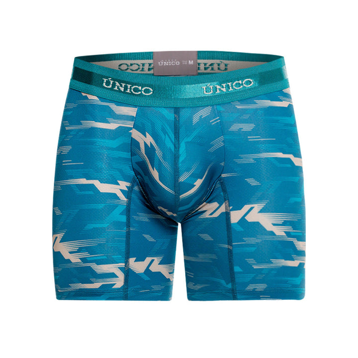 Mundo Unico Men's Mid-Length Boxer Briefs - Sinople Blue Microfiber