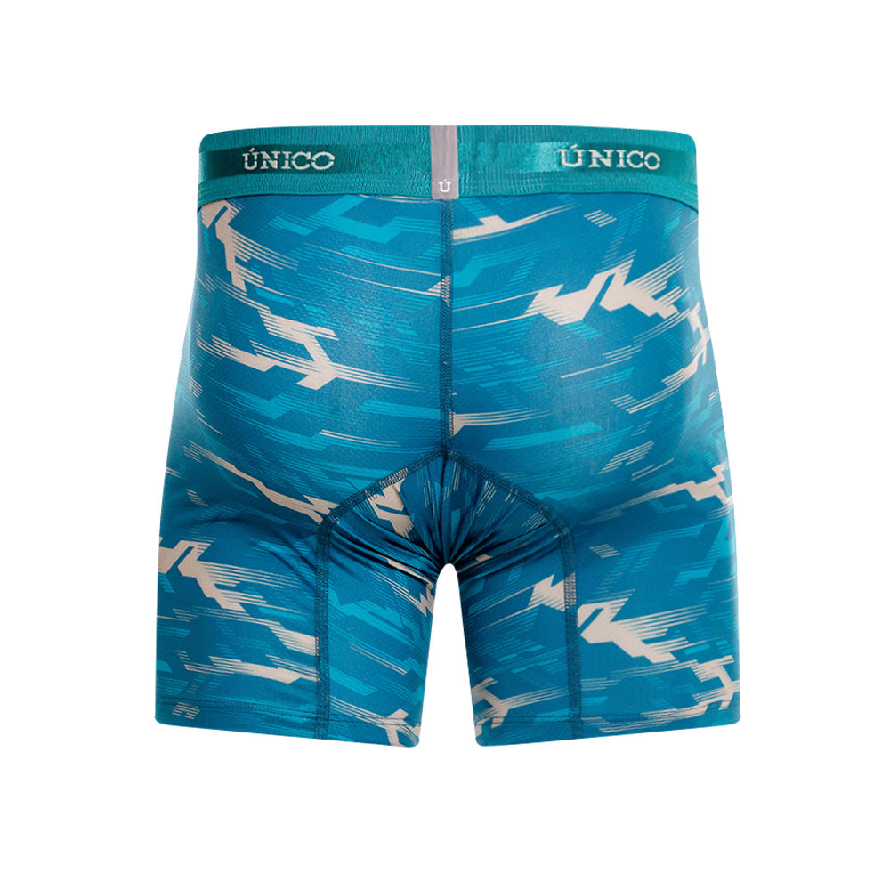 Mundo Unico Men's Mid-Length Boxer Briefs - Sinople Blue Microfiber