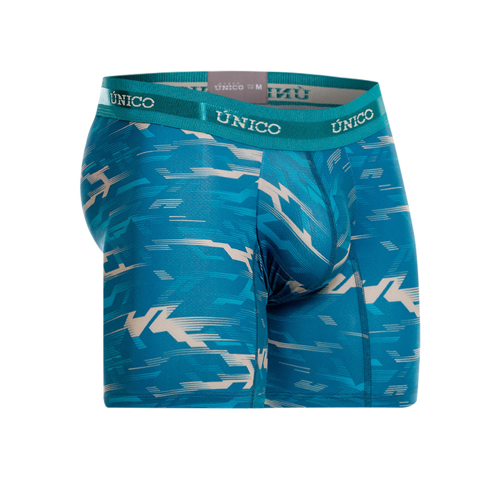Mundo Unico Men's Mid-Length Boxer Briefs - Sinople Blue Microfiber