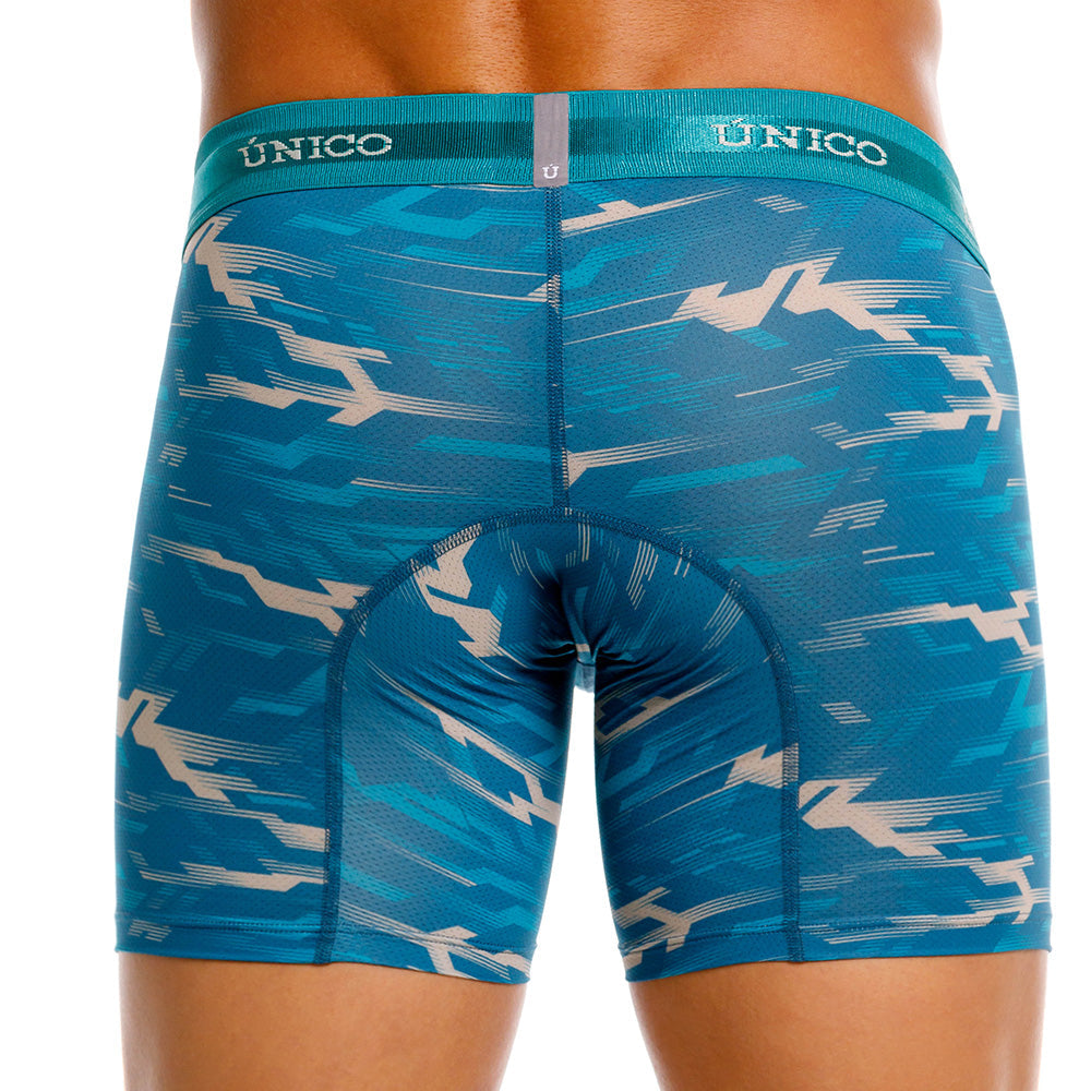 Mundo Unico Men's Mid-Length Boxer Briefs - Sinople Blue Microfiber