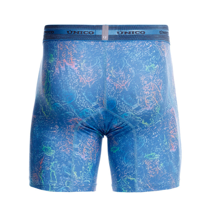 Mundo Unico Men's Teorema Azul Mid-Length Boxer Briefs - Performance Microfiber Support Underwear