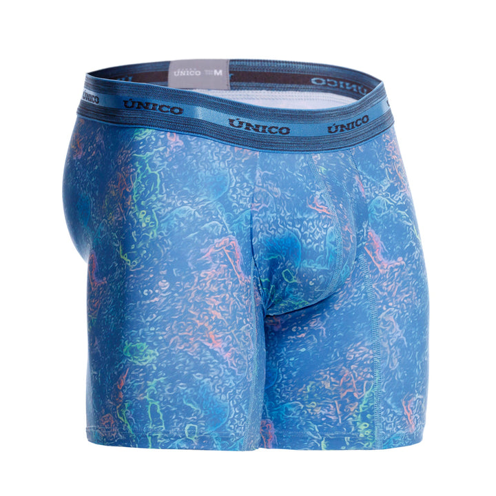 Mundo Unico Men's Teorema Azul Mid-Length Boxer Briefs - Performance Microfiber Support Underwear