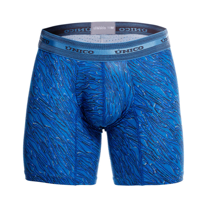 Mundo Unico Men's Mid-Length Boxer Briefs - Torzal Azul Printed Microfiber