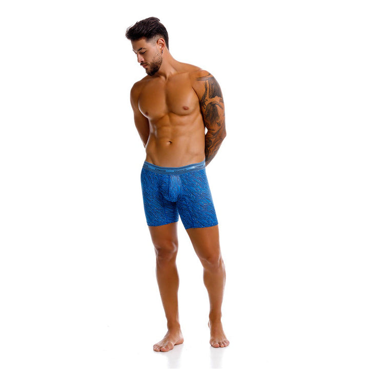 Mundo Unico Men's Mid-Length Boxer Briefs - Torzal Azul Printed Microfiber