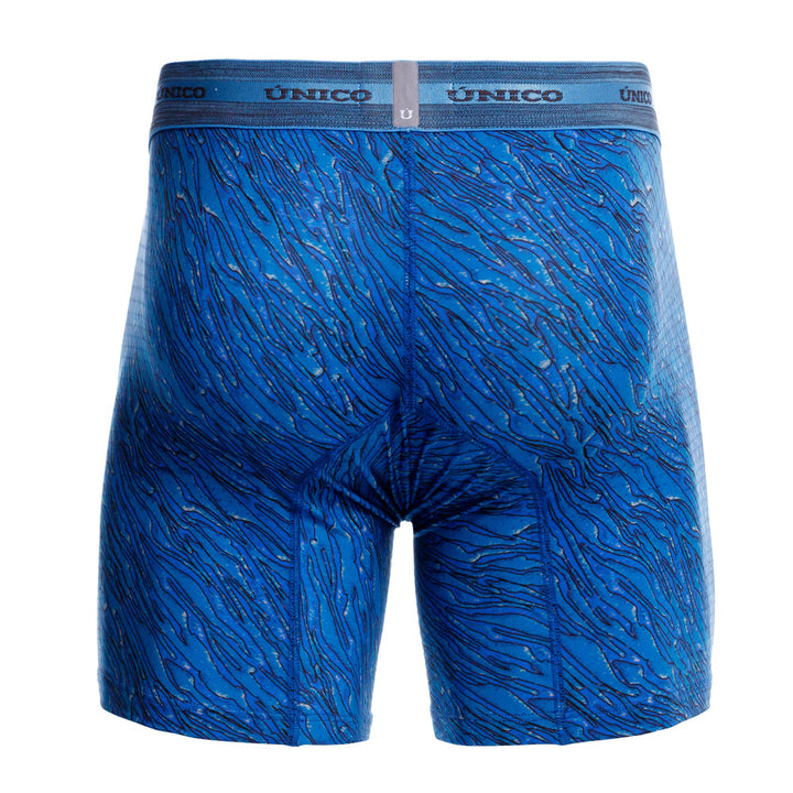 Mundo Unico Men's Mid-Length Boxer Briefs - Torzal Azul Printed Microfiber