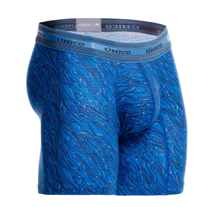 Mundo Unico Men's Mid-Length Boxer Briefs - Torzal Azul Printed Microfiber