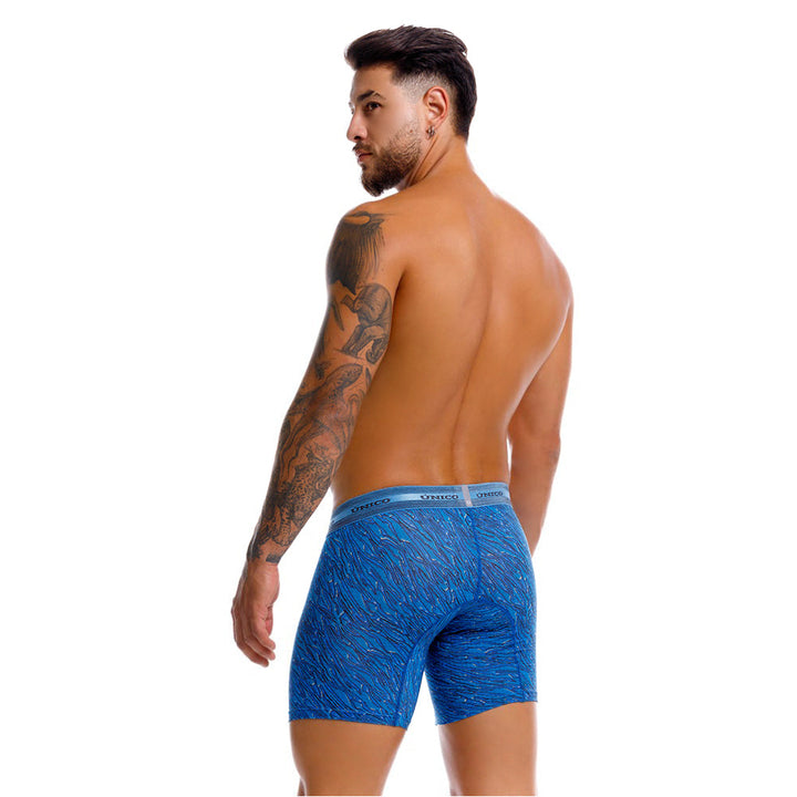 Mundo Unico Men's Mid-Length Boxer Briefs - Torzal Azul Printed Microfiber