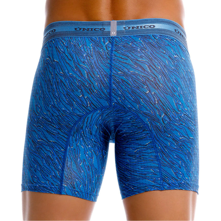 Mundo Unico Men's Mid-Length Boxer Briefs - Torzal Azul Printed Microfiber