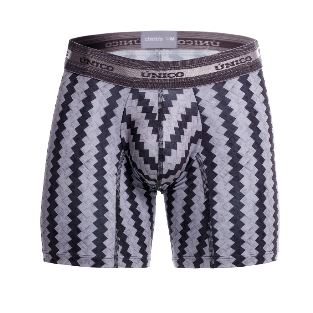 Mundo Unico Men’s Boxer Medio Tricotosa Gris - Printed Microfiber Boxer Briefs with Support Pouch
