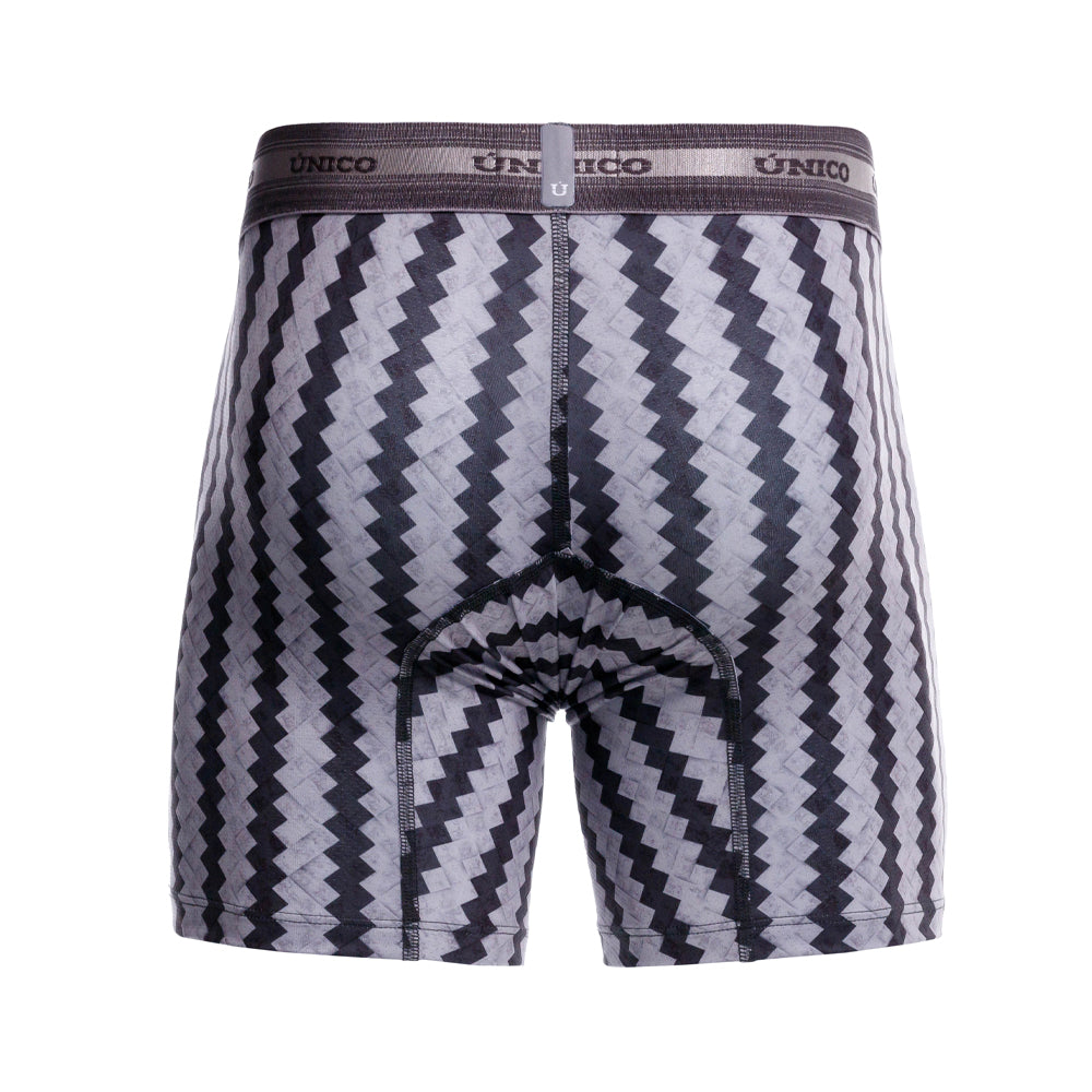 Mundo Unico Men’s Boxer Medio Tricotosa Gris - Printed Microfiber Boxer Briefs with Support Pouch