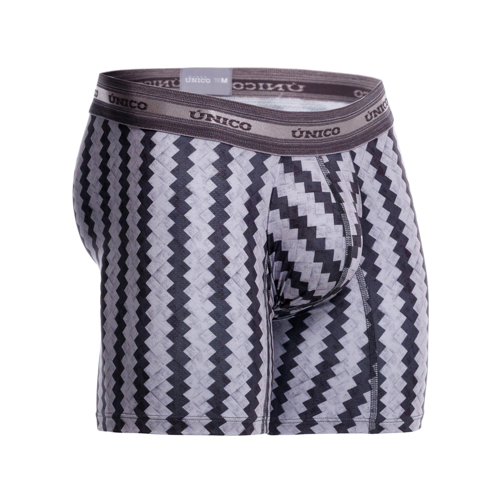 Mundo Unico Men’s Boxer Medio Tricotosa Gris - Printed Microfiber Boxer Briefs with Support Pouch