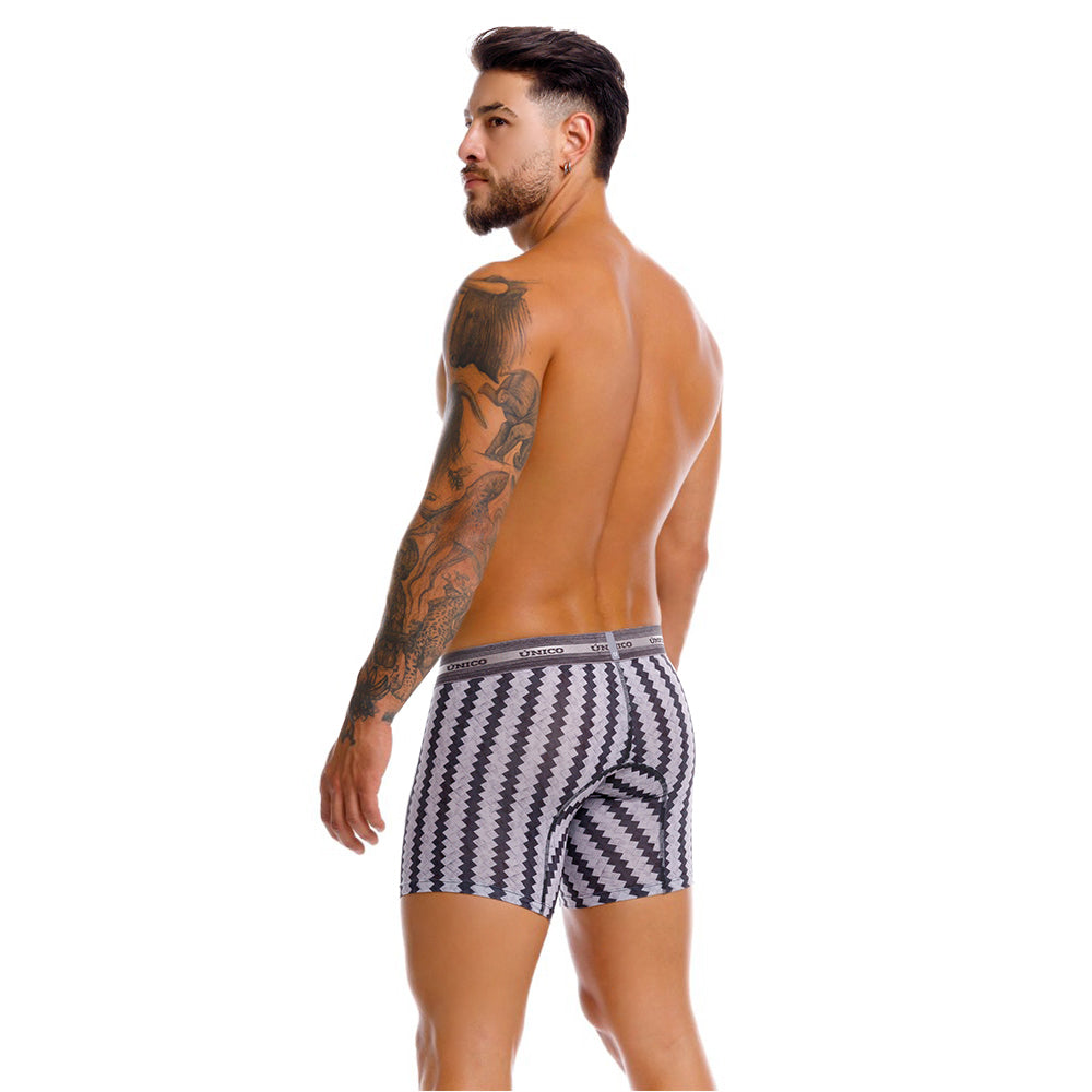 Mundo Unico Men’s Boxer Medio Tricotosa Gris - Printed Microfiber Boxer Briefs with Support Pouch