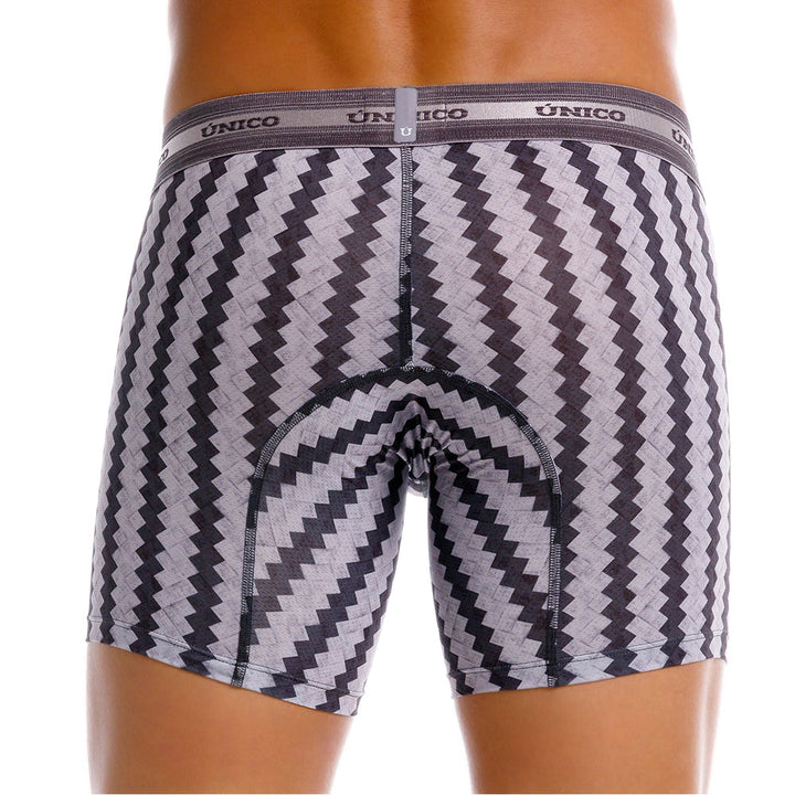 Mundo Unico Men’s Boxer Medio Tricotosa Gris - Printed Microfiber Boxer Briefs with Support Pouch