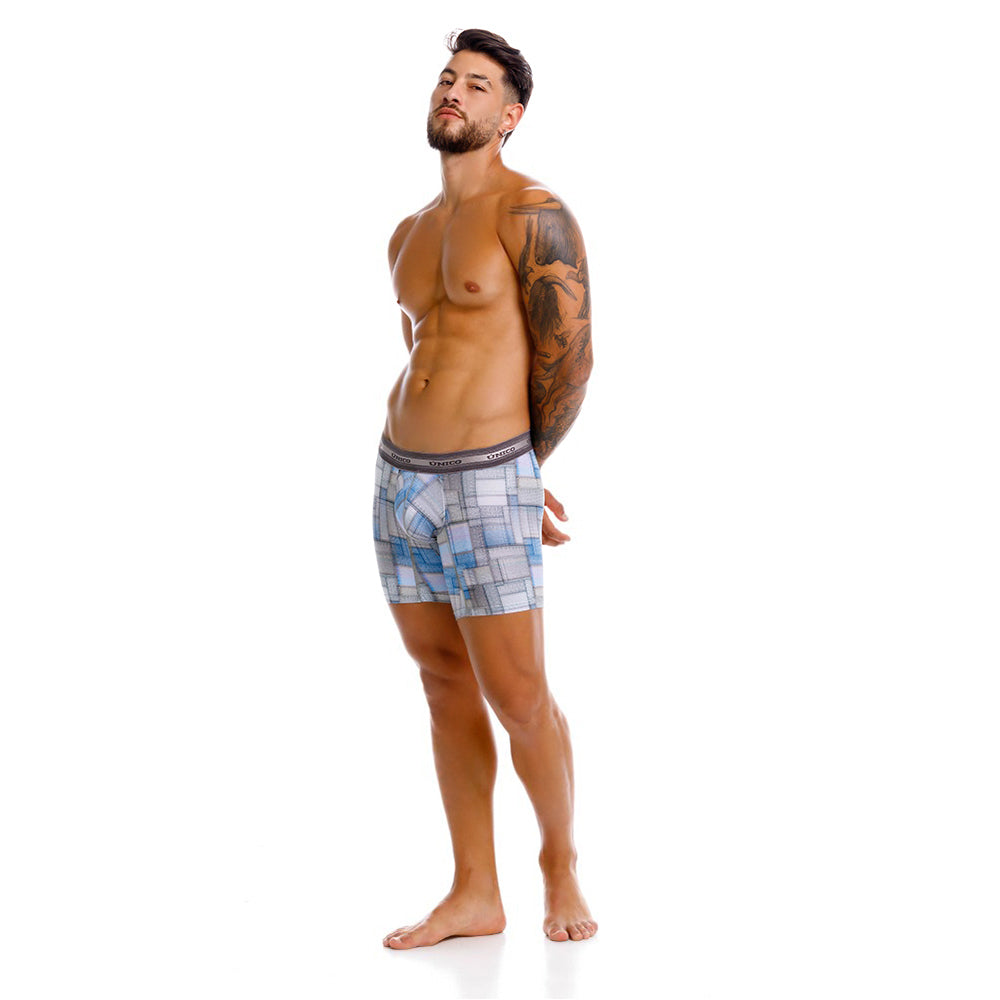 Mundo Unico Men’s Boxer Medio Viñeta Gris - Printed Microfiber Boxer Briefs with Suspension Pouch