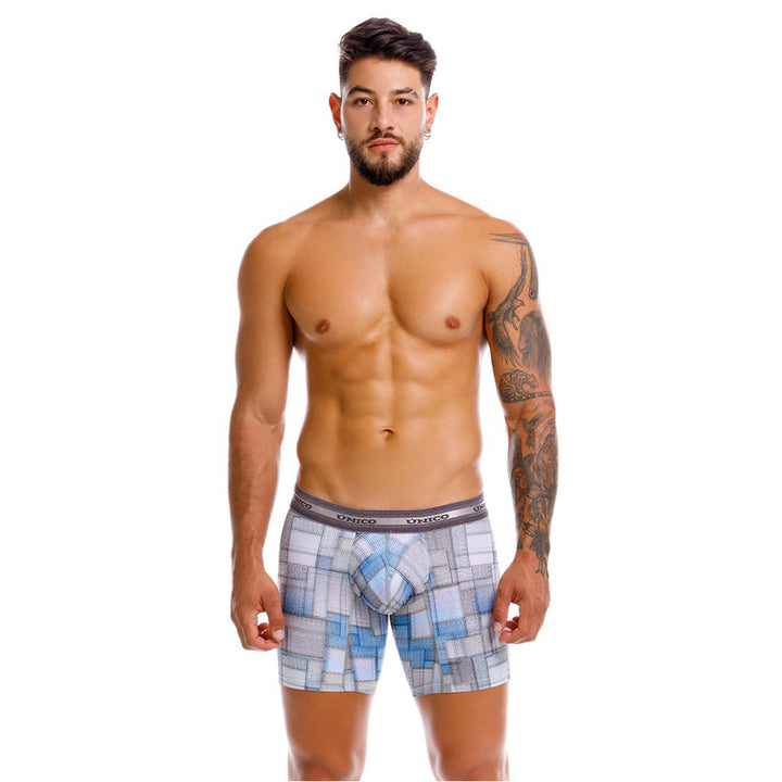 Mundo Unico Men’s Boxer Medio Viñeta Gris - Printed Microfiber Boxer Briefs with Suspension Pouch