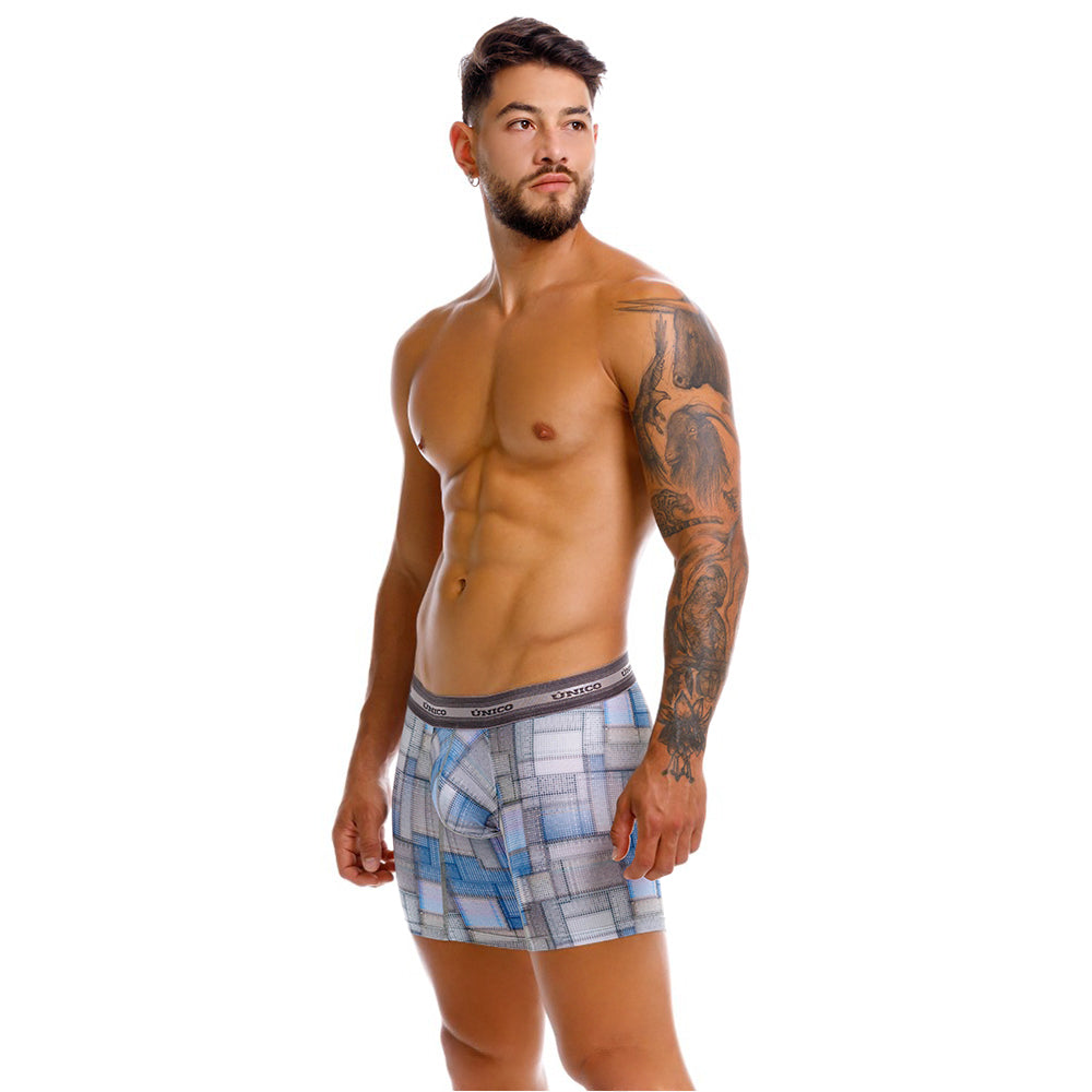 Mundo Unico Men’s Boxer Medio Viñeta Gris - Printed Microfiber Boxer Briefs with Suspension Pouch