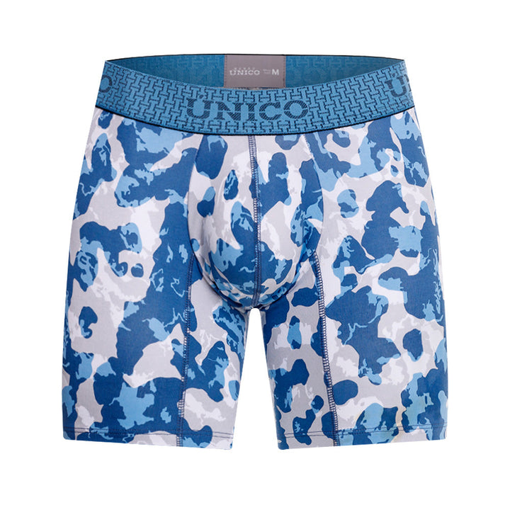 Mundo Unico Men's Vinilo Azul Mid-Length Boxer Briefs - Premium Cotton Stretch Support Trunk