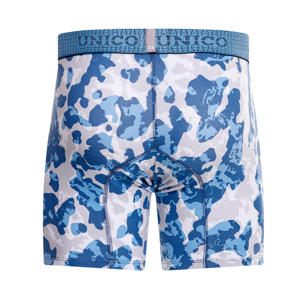 Mundo Unico Men's Vinilo Azul Mid-Length Boxer Briefs - Premium Cotton Stretch Support Trunk