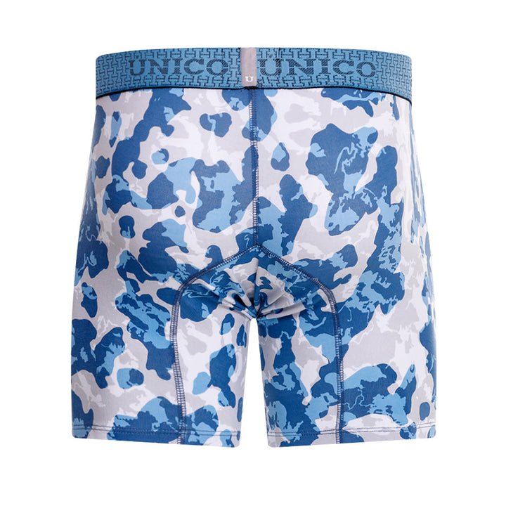 Mundo Unico Men's Vinilo Azul Mid-Length Boxer Briefs - Premium Cotton Stretch Support Trunk