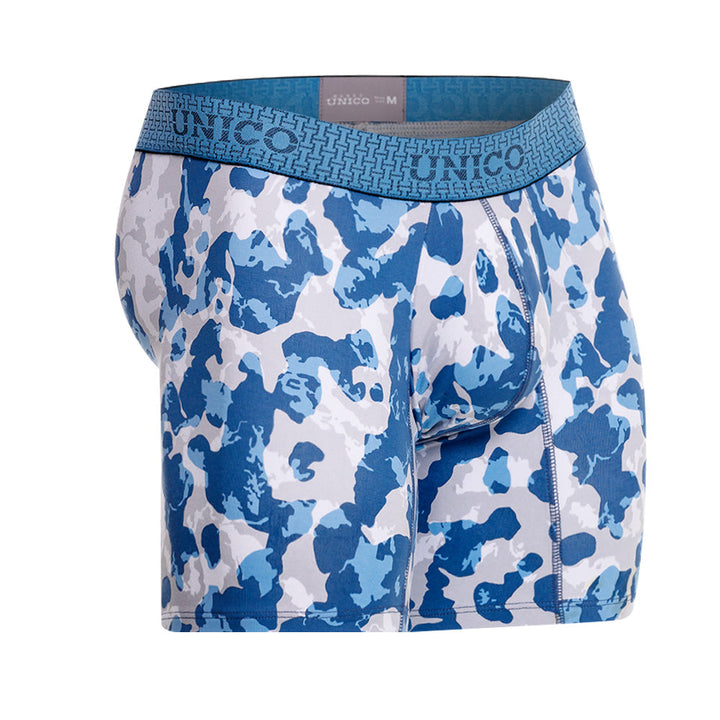 Mundo Unico Men's Vinilo Azul Mid-Length Boxer Briefs - Premium Cotton Stretch Support Trunk