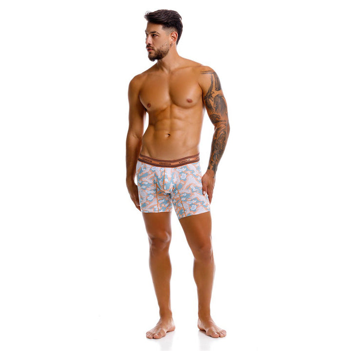 Mundo Unico Men’s Boxer Medio Vitela Naranja - Printed Cotton Boxer Briefs with Support Pouch