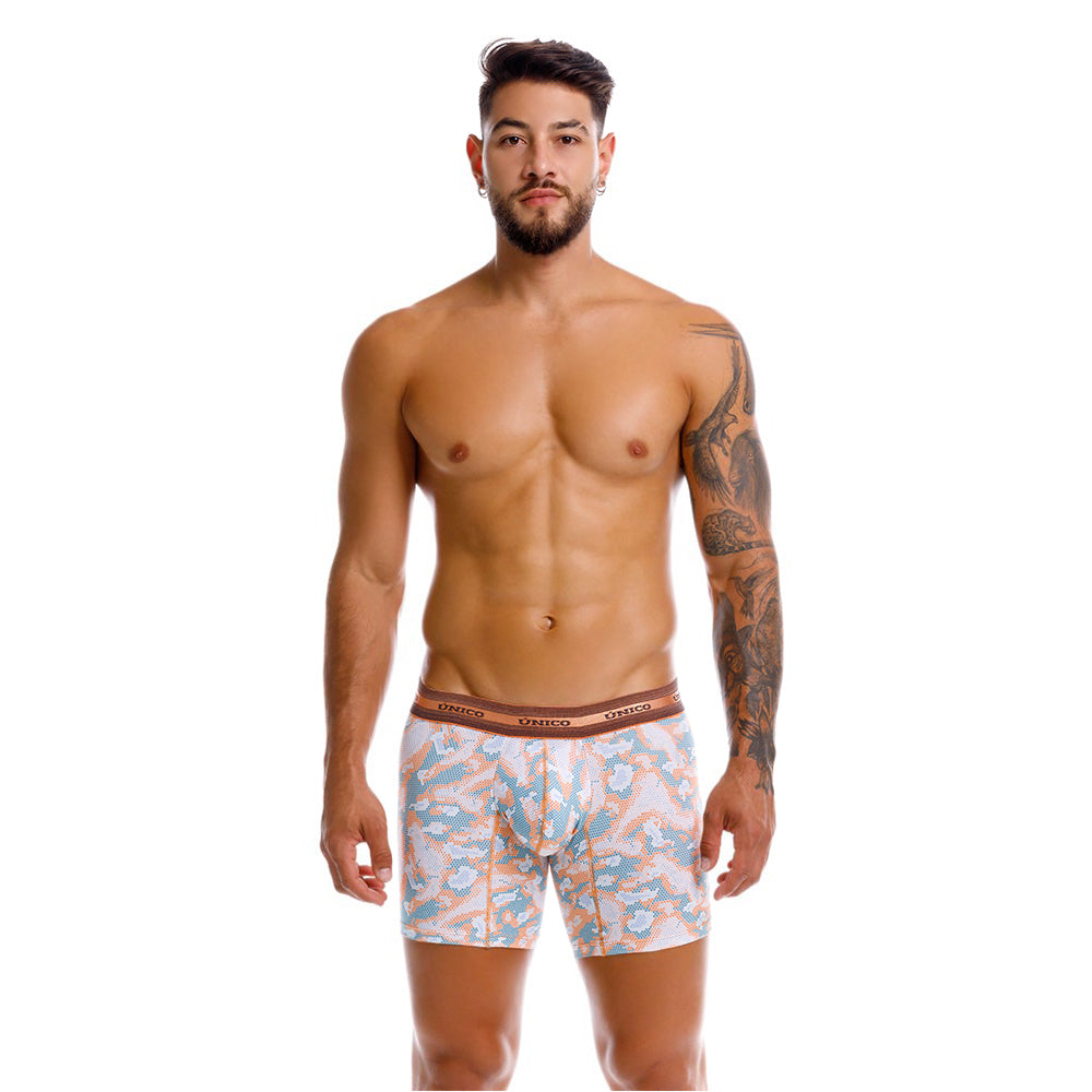 Mundo Unico Men’s Boxer Medio Vitela Naranja - Printed Cotton Boxer Briefs with Support Pouch