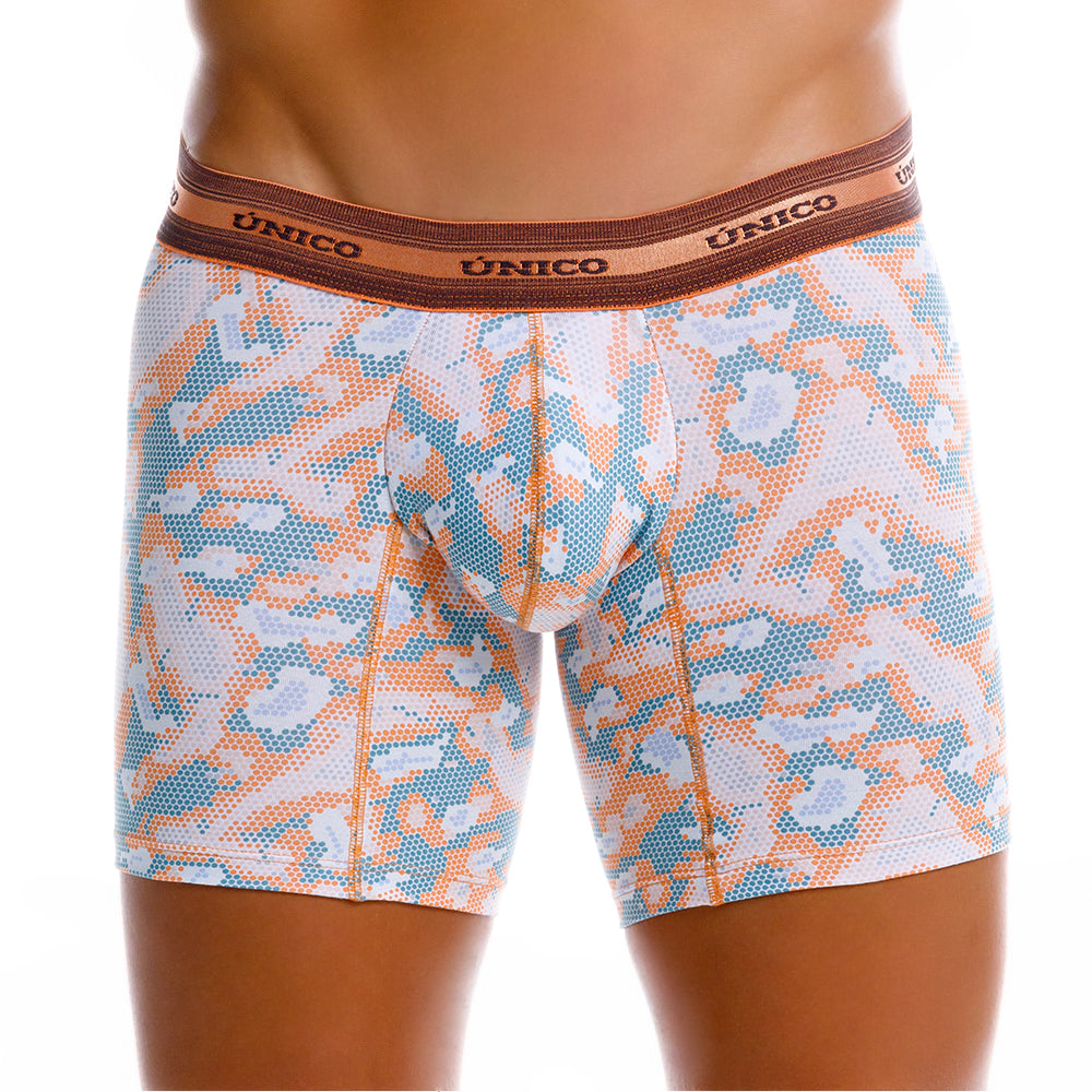 Mundo Unico Men’s Boxer Medio Vitela Naranja - Printed Cotton Boxer Briefs with Support Pouch
