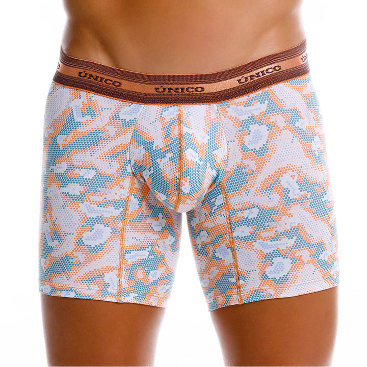 Mundo Unico Men’s Boxer Medio Vitela Naranja - Printed Cotton Boxer Briefs with Support Pouch