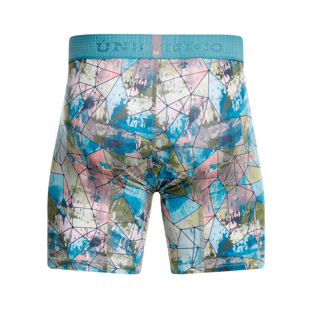 Mundo Unico Men's Microfiber Mid-Length Boxer Briefs - Blue Vitral Print