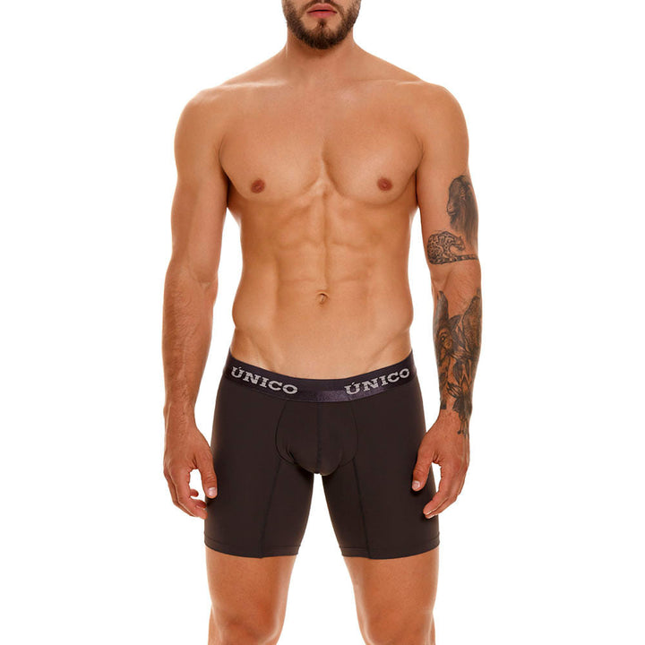 Mundo Unico Men’s Boxer Medio Mongoy M23 Gris - Mid-Length Microfiber Boxer Briefs with Support Pouch